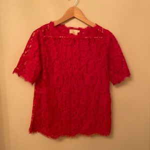 Anthropologie Red Lace Top